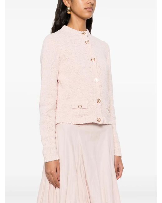Twinset Pink Logo-Buttons Cardigan