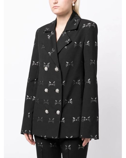 Macgraw Black Circa 72 Jacquard Double-Breasted Blazer