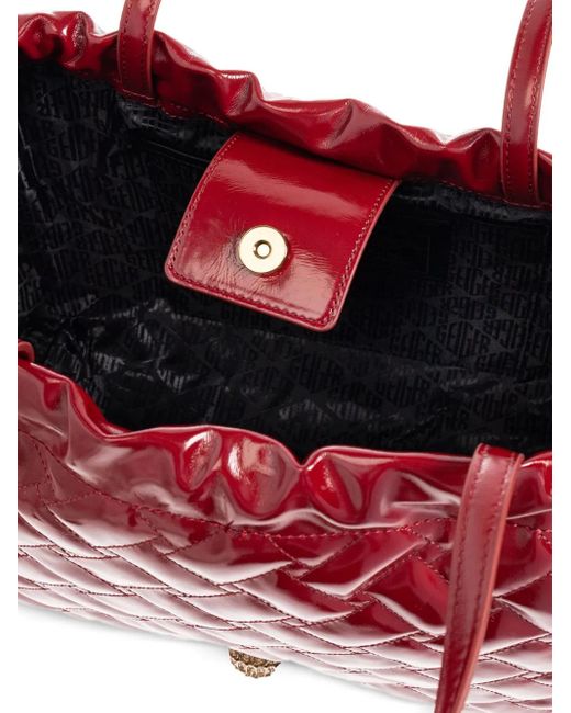Kurt Geiger Red Quilted Drawstring-Fastening Tote Bag