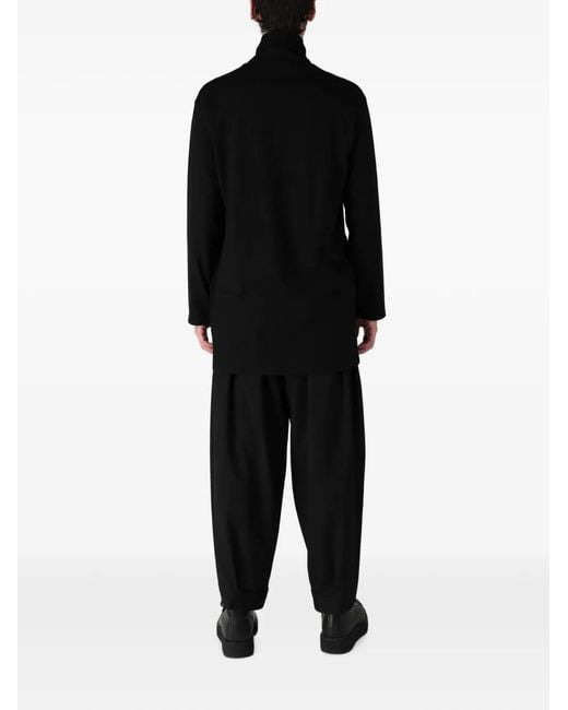 Yohji Yamamoto Black Graphic-Print Turtleneck T-Shirt for men