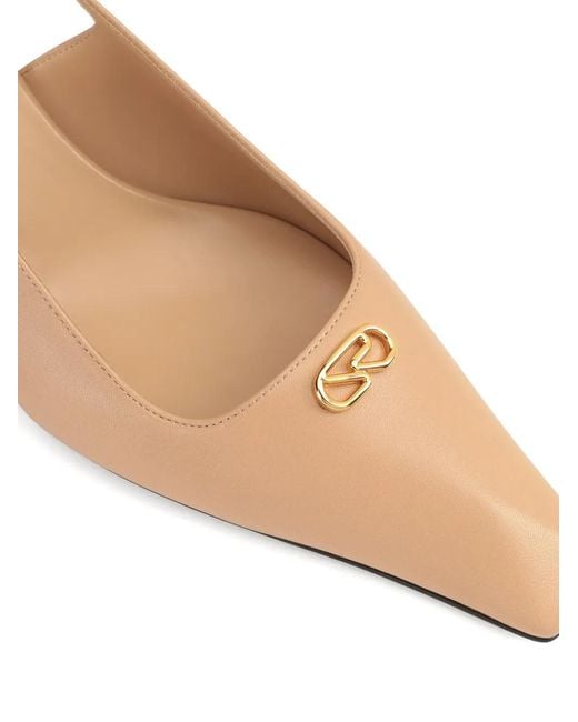 Sergio Rossi Natural Square-Toe Slingback Pumps
