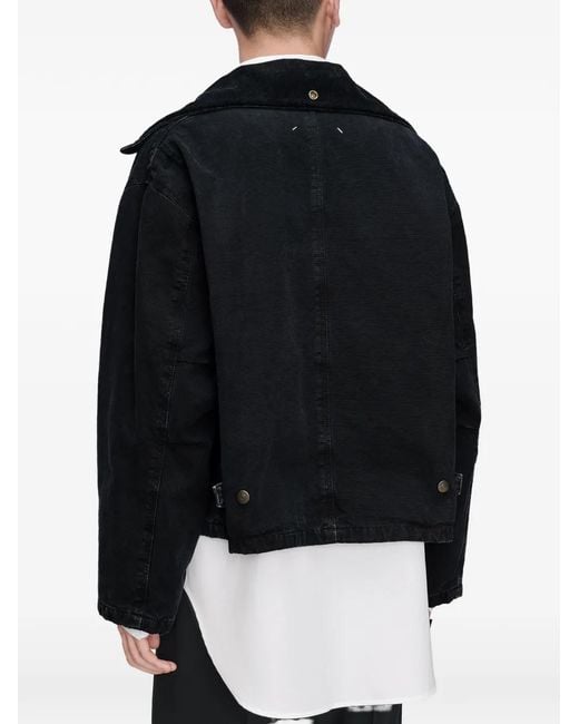 Maison Margiela Black Folded Collar Denim Jacket for men