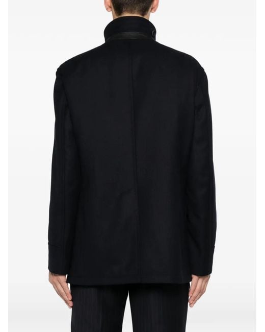 Tagliatore Blue Flap-Pocket Coat for men