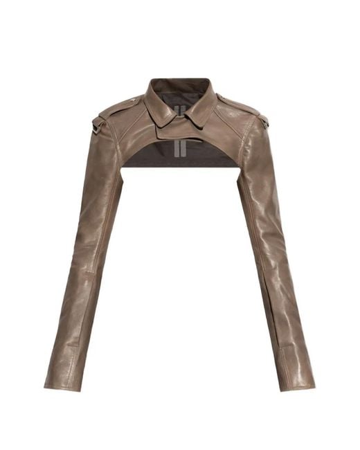 Rick Owens Brown Zip-Cuff Biker Jacket