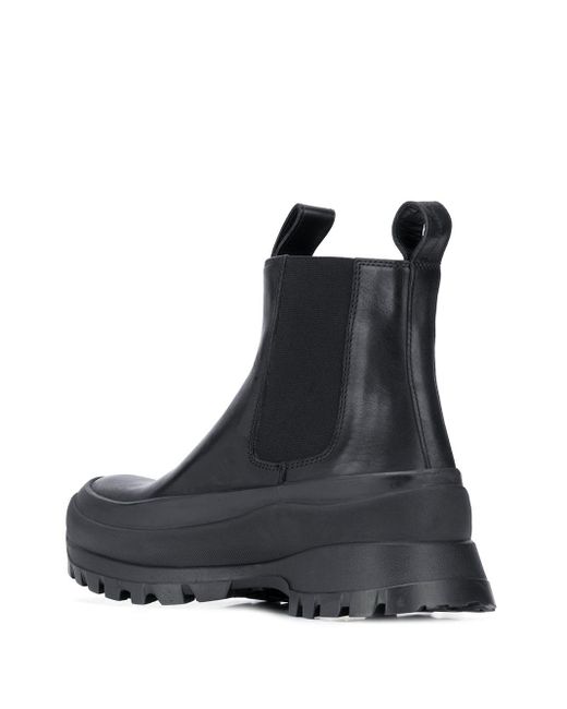 Jil Sander Leather Chunky Chelsea Boots in Black - Lyst