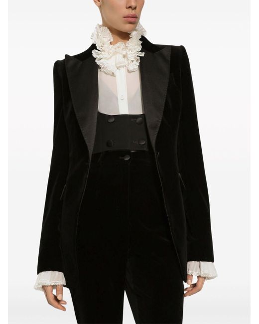 Dolce & Gabbana ベルベット シングルジャケット Black