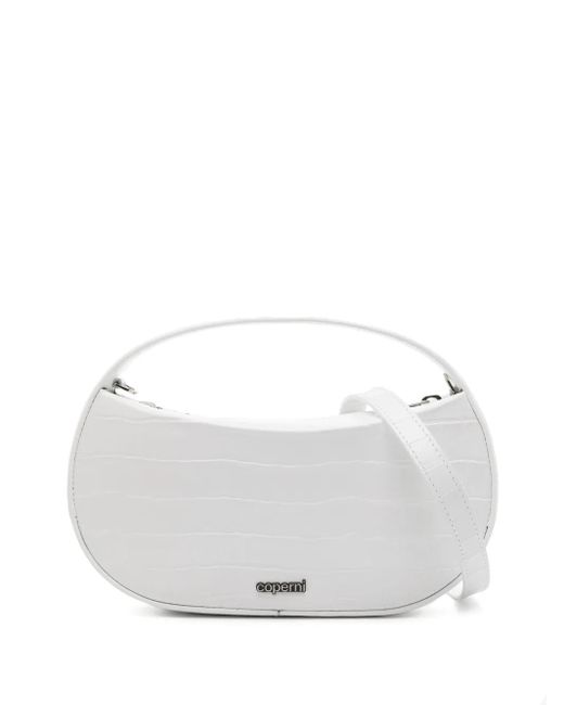 Coperni White Swipe Sound Mini Crocodile Effect Handbag
