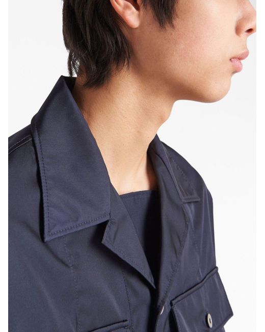 Prada Blue Re-nylon Short-sleeved Shirt for men