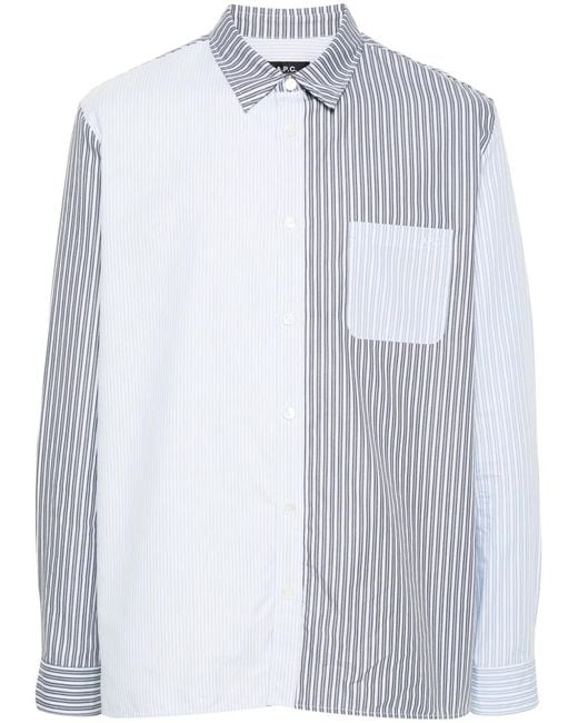 A.P.C. Gestreept Overhemd Met Patchwork in het Blue voor heren