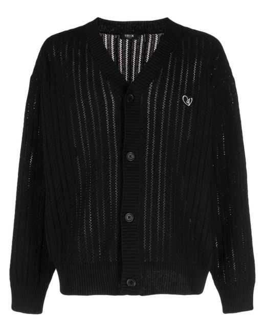 FIVE CM Black Logo-embroidered Knitted Cardigan for men