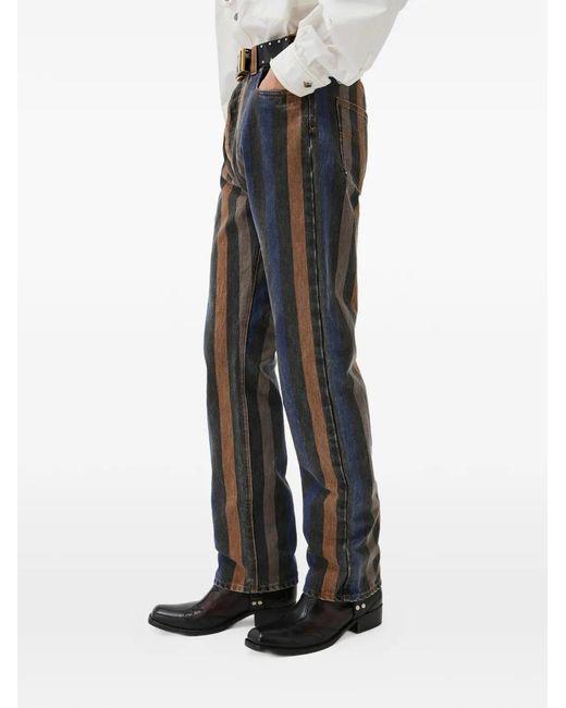 Versace Gray Striped Straight Jeans for men