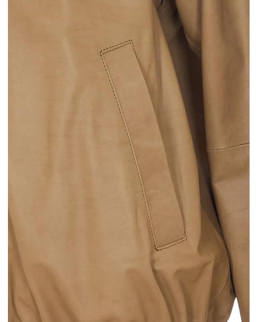 Auralee Natural Veste En Cuir À Capuche