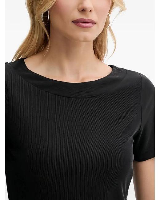 Guess Black Ribbed Short-Sleeve T-Shirt