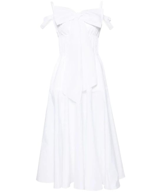 Patou White Midi-Cocktailkleid Mit Schleifendetail