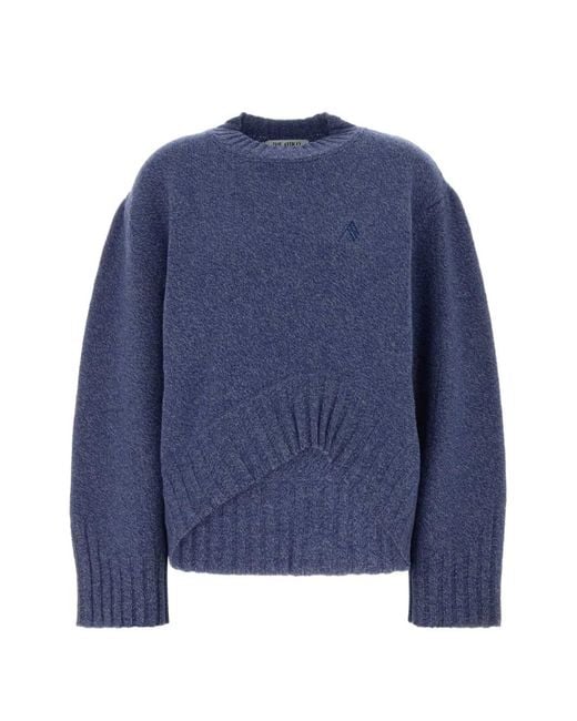 The Attico Blue Embroidered-Logo Mélange Sweater