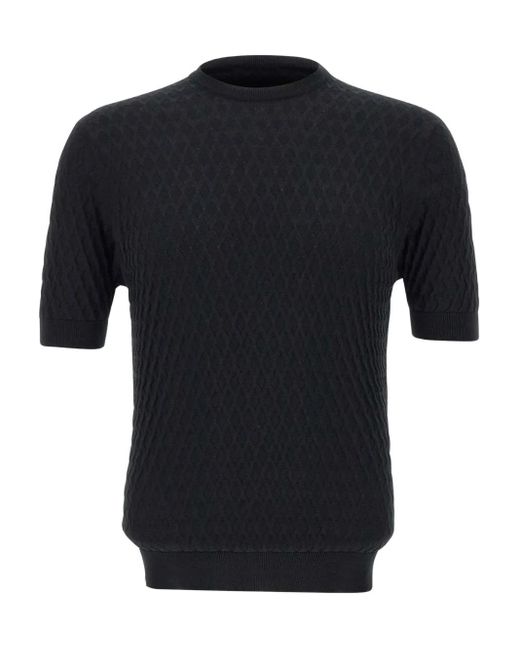 FILIPPO DE LAURENTIIS Black Cotton Crepe T-Shirt for men