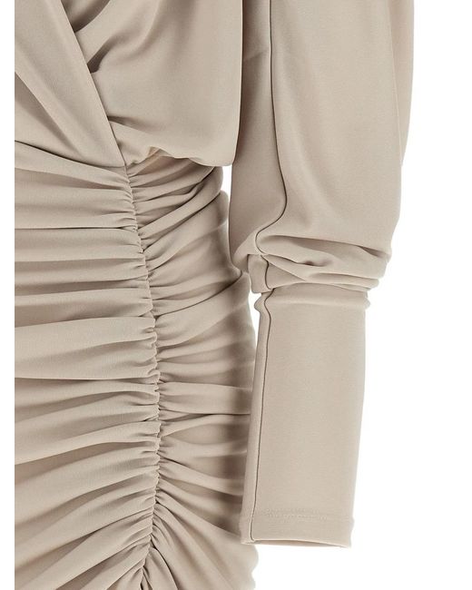 ANDAMANE White Grace Hooded Ruched Mini Dress