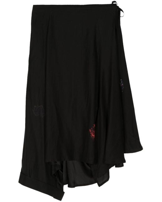 Falda de seda Yohji Yamamoto de color Black