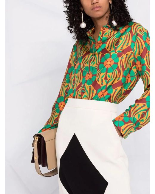 LaDoubleJ Green Vibrant-Floral Print Shirt