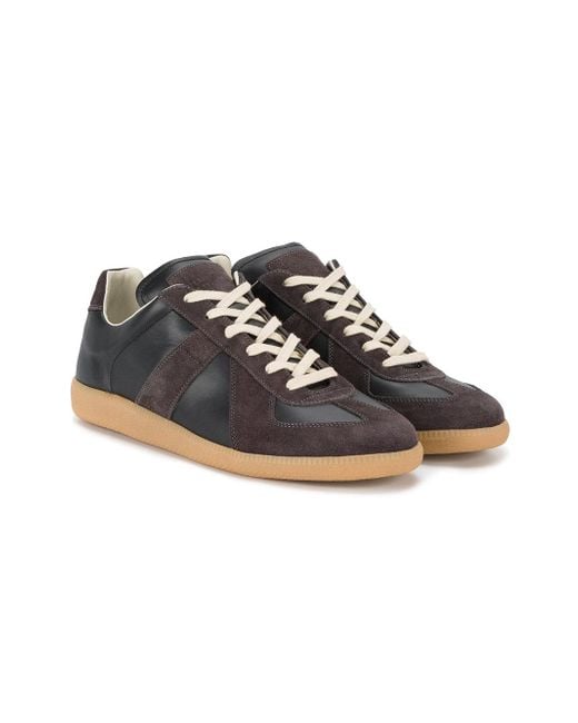 Lyst - Maison Margiela Suede And Leather Panel Sneakers in Black for Men