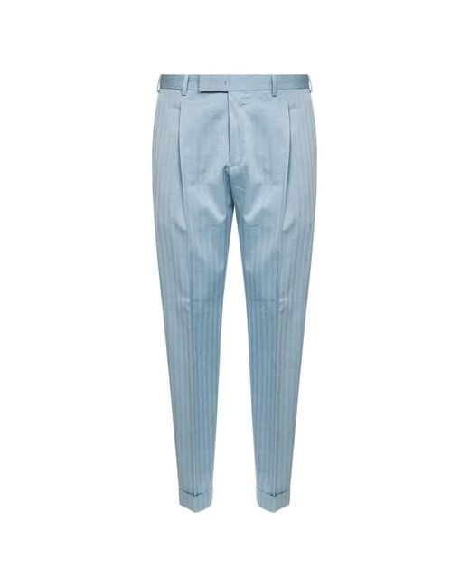 PT Torino Blue Pleated Trousers for men