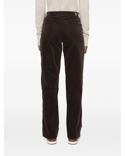 7 For All Mankind Black Stovepipe Belt-Loop Corduroy Trousers