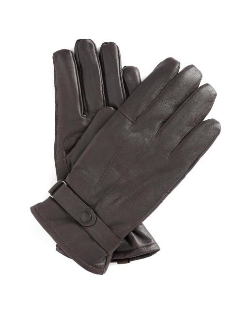 Barbour Gray Burnished Leather Thinsulate Gloves Dark for men