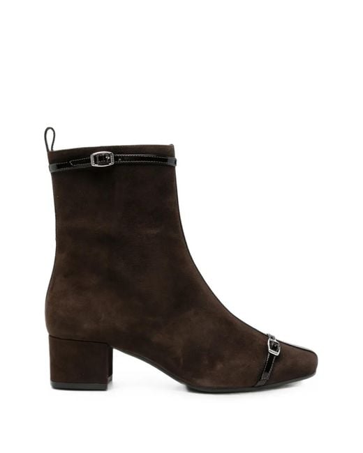 CAREL PARIS Black Buckle-Detail Ankle Boots