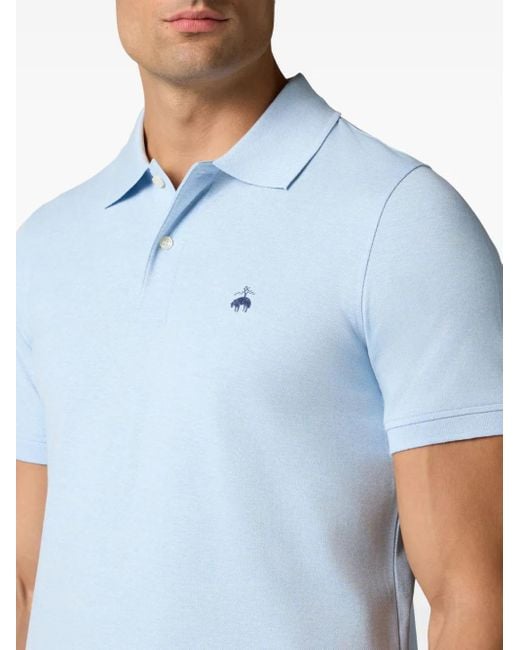 Brooks Brothers Blue Logo-Embroidered Polo Shirt for men