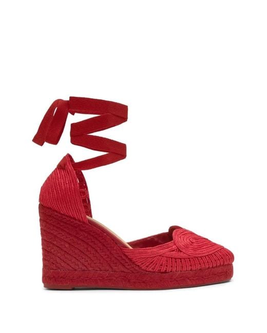 Castaner Red Cacia Heart-Motif Wedge Espadrilles