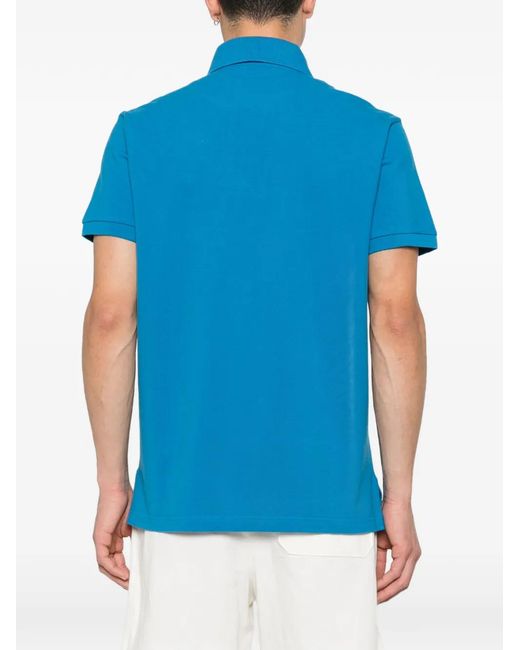 Etro Blue Embroidered Polo Shirt for men