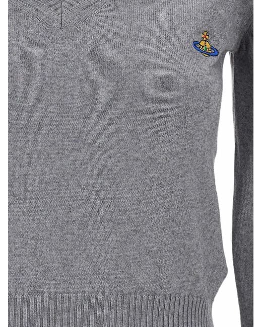 Vivienne Westwood Gray Beatrice V-Neck Sweater