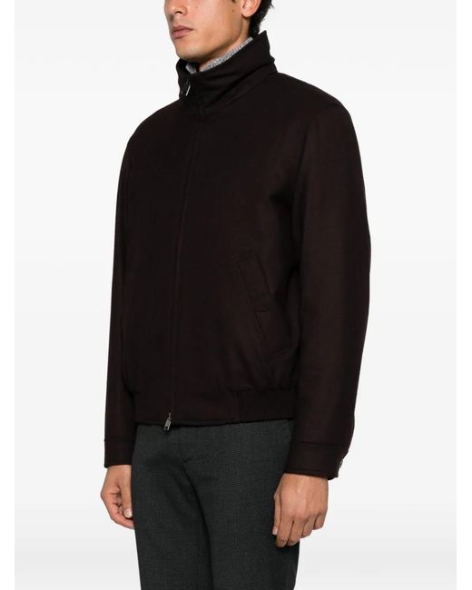 Brioni Black High-Neck Zip-Up Jacket for men