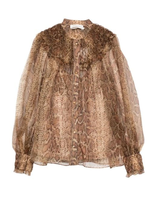 Zimmermann Brown Printed Silk Shirt
