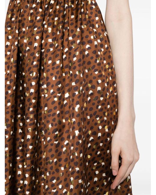 Robe mi-longue en soie à imprimé léopard Cynthia Rowley en coloris Brown