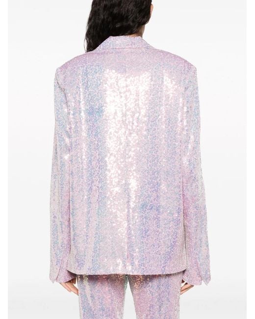 ROTATE BIRGER CHRISTENSEN Pink Sequin-Embellished Single-Breasted Blazer