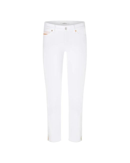 Cambio White Piper Short Embellished Jeans
