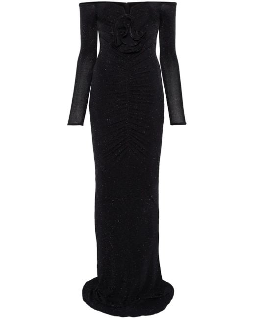 Vestido de fiesta con aplique floral Nissa de color Black