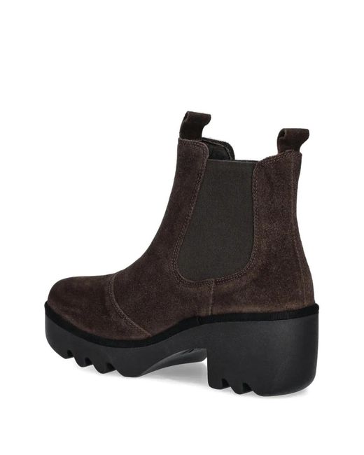 Fly London Black Pull-Tab Block-Heel Boots