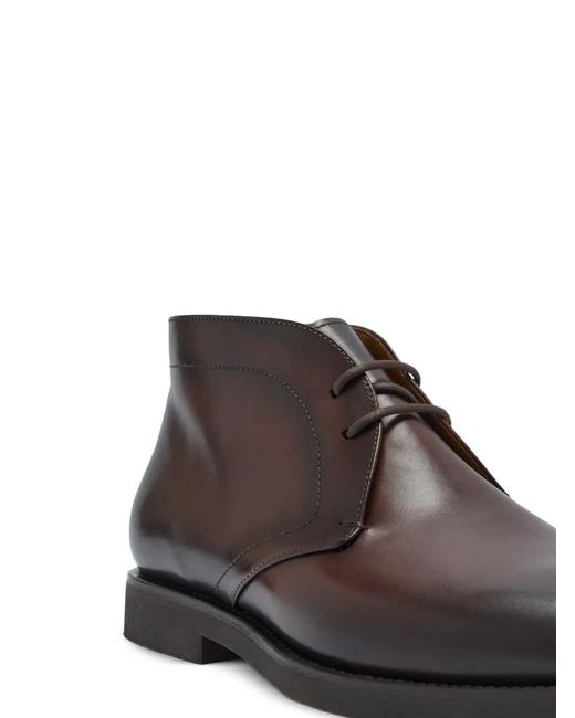 Magnanni Shoes Brown Lace-Up Leather Desert Boots for men