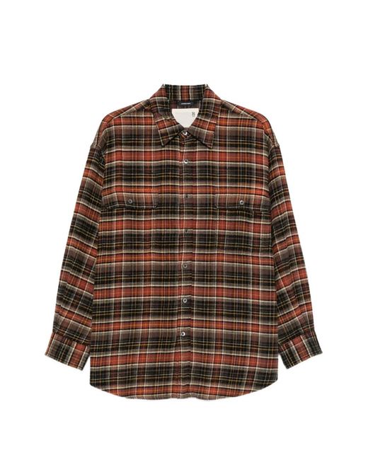 R13 Brown Plaid Buttoned Shirt