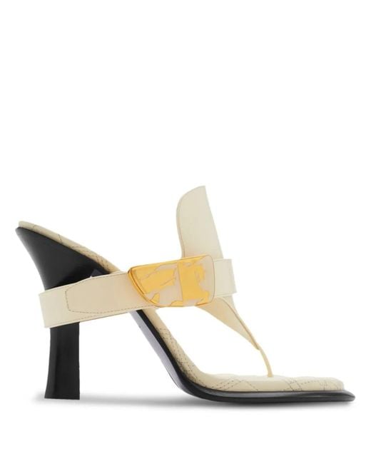 Burberry White ‘Bay’ Heeled Slides
