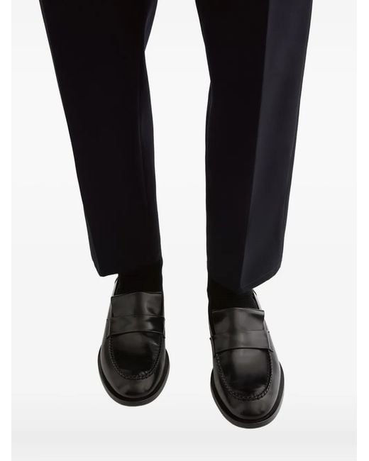 Jil Sander Black Leather Loafers for men
