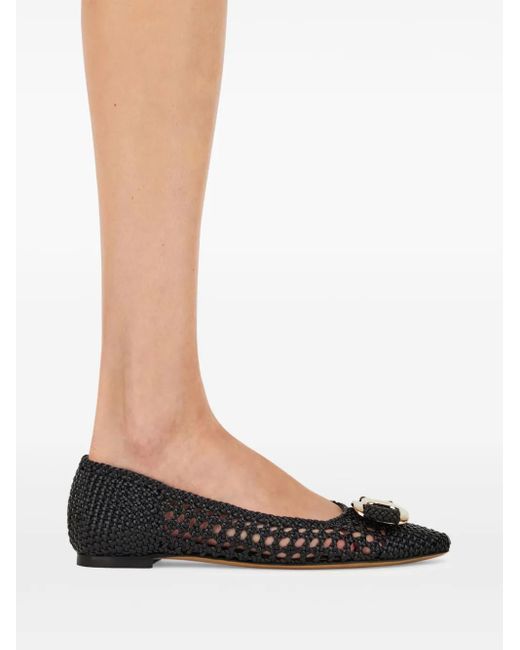 Ferragamo Black New Vara Ballerina Shoes