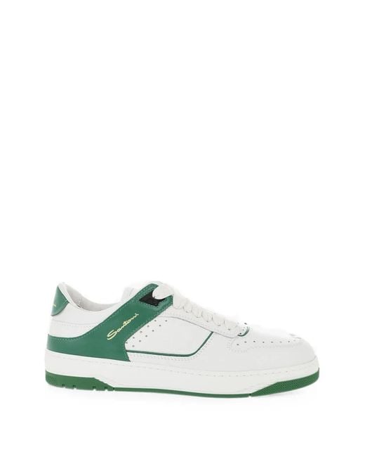 Santoni White Air Lace-Up Sneakers for men