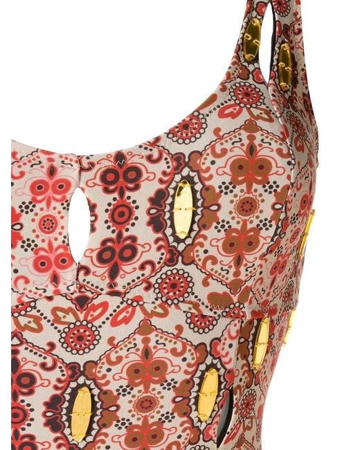 Amir Slama Pink Floral-Print Scoop Neck Swimsuit