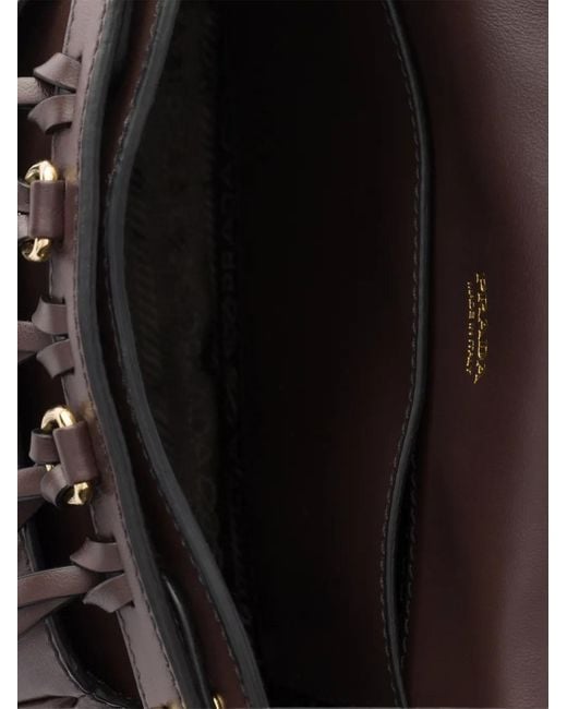 Prada Black Corsaire Corduroy And Leather Mini Shoulder Bag