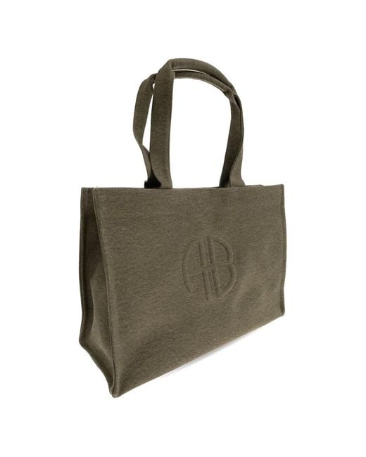 Anine Bing Green Embossed Logo Tote Bag