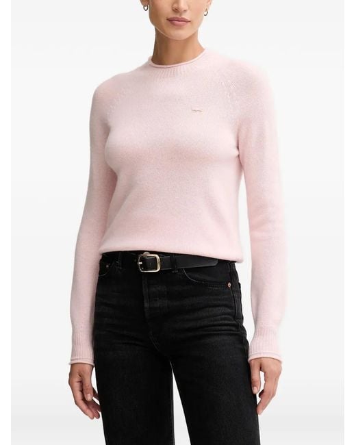 Lacoste Pink 3D Knitted Crew-Neck Sweater