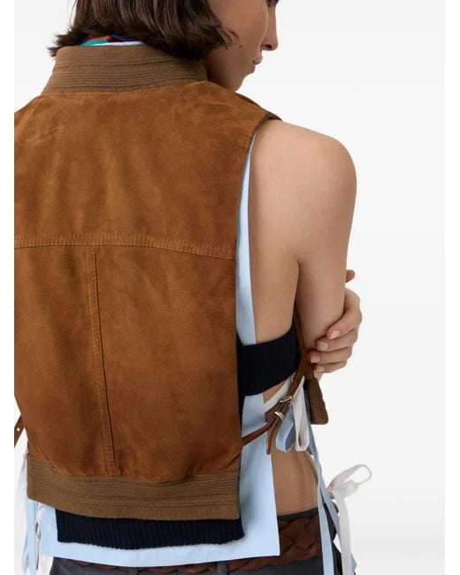 Miu Miu Brown Waxed Suede Leather Vest